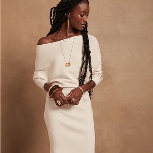 Banana Republic Off-Shoulder Cream Sweater